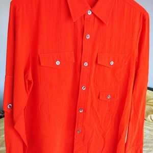 Mr. Turk Bold BRIGHT ORANGE 100% cotton Men's Large shirt.
